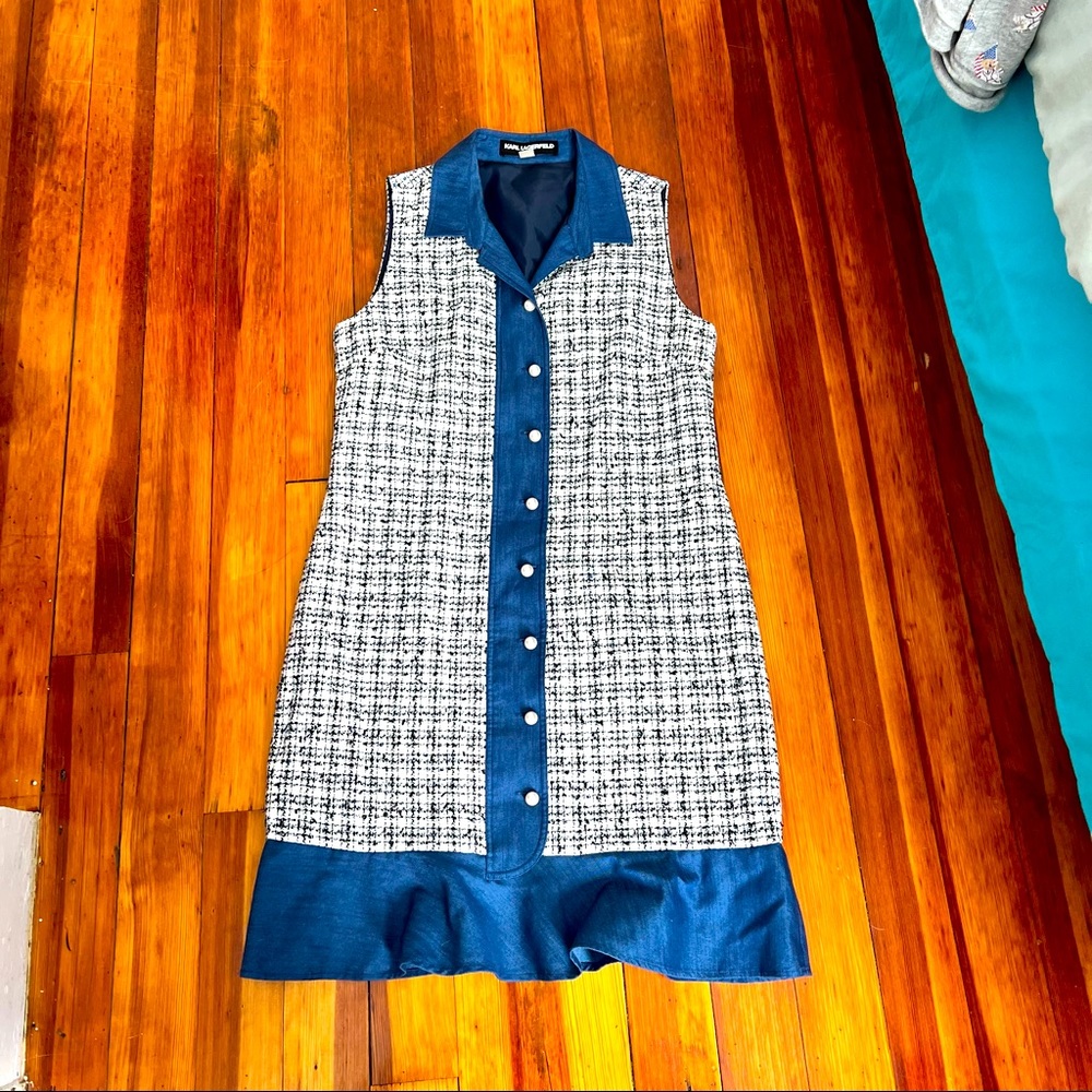 Karl Lagerfeld tweed and denim dress